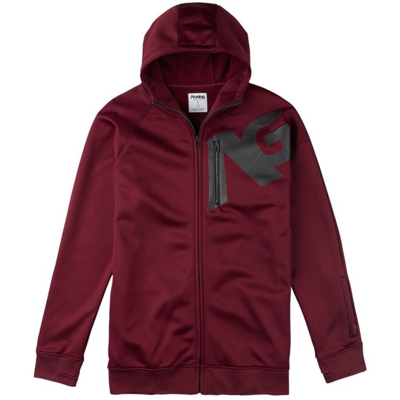 Analog Men's Zip-Up Hoodie in Burgundy with Black Logo